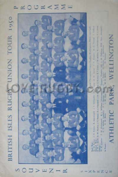 1950 New Zealand Maori v British Isles  Rugby Programme